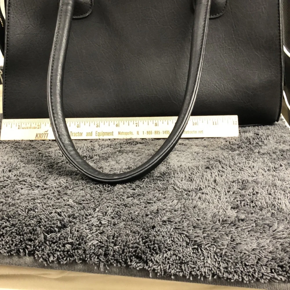 Black leather Satchel with matching wristlet‎ new without tags